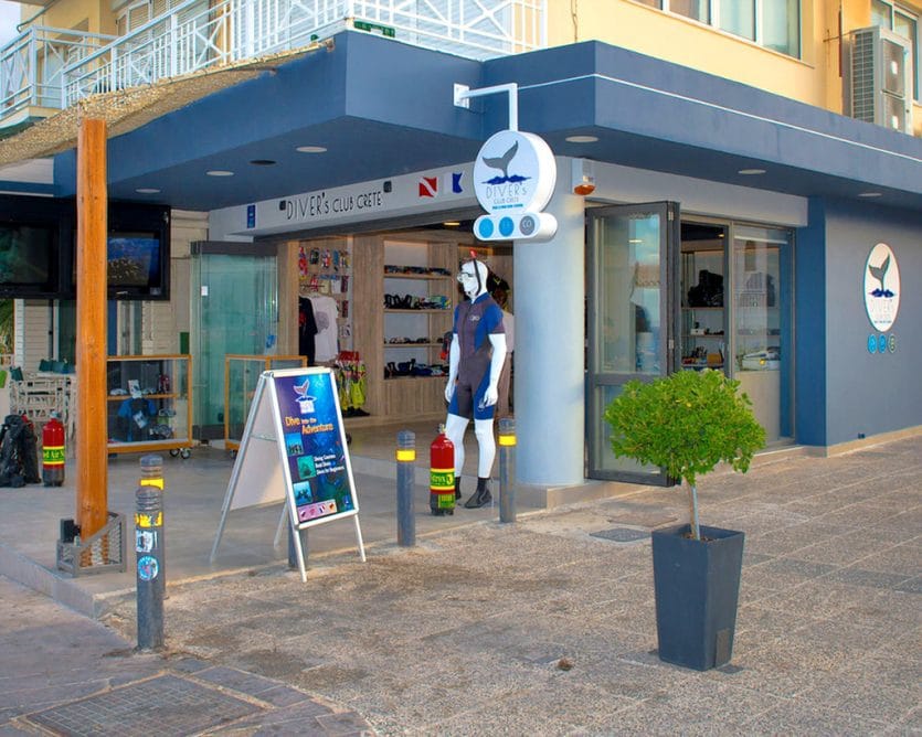 shop with diving equipment in Hersonissos Crete