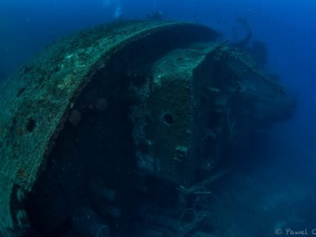 wreck diving cargo ship crete