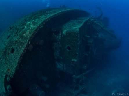 wreck diving cargo ship crete