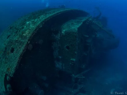 wreck diving cargo ship crete