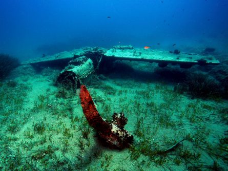 scuba diving at messerschmitt wreck in crete