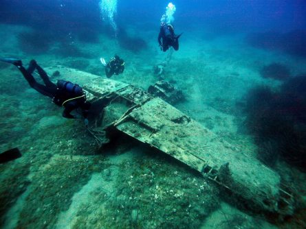 scuba diving at messerschmidt wreck in crete